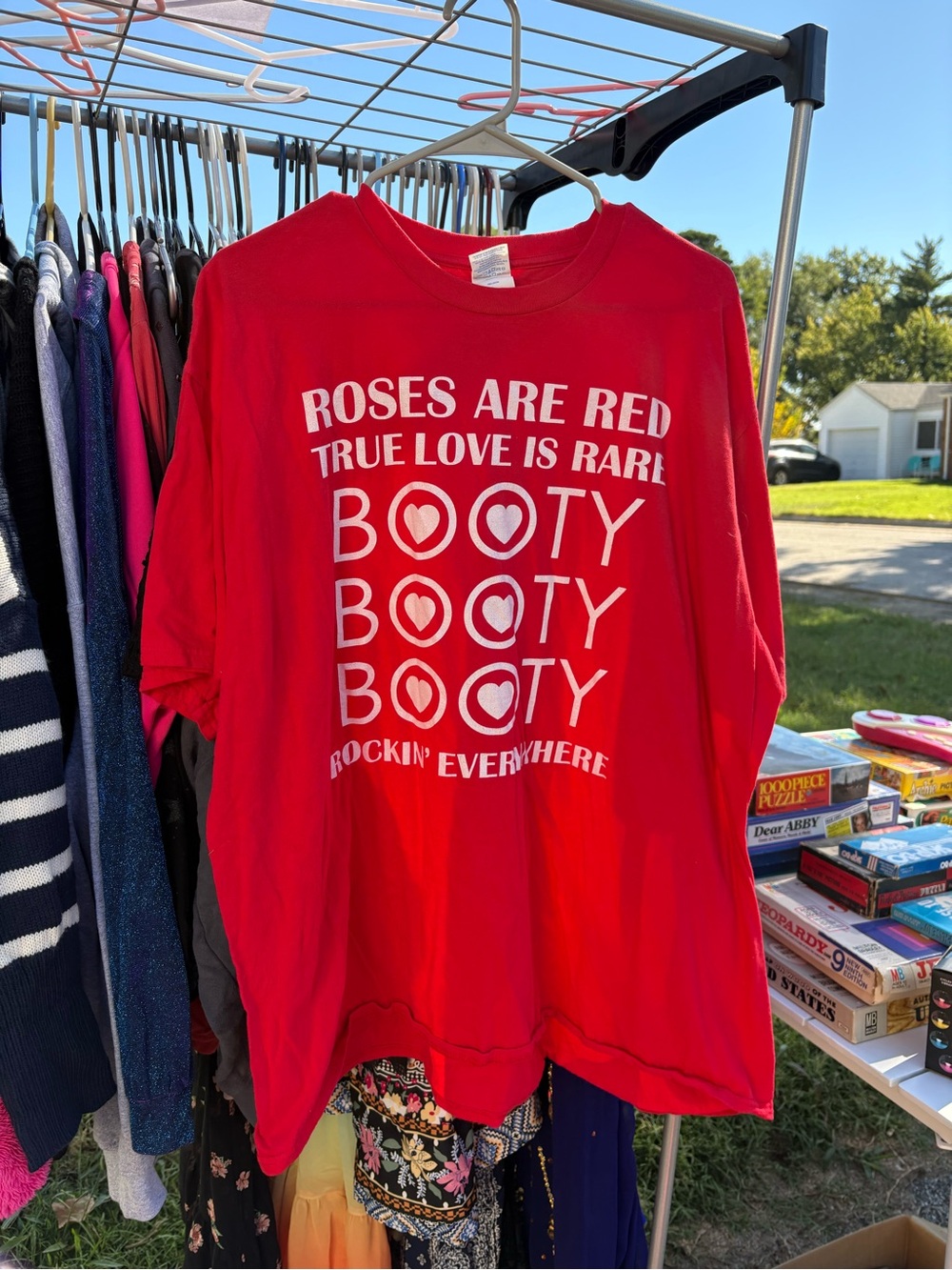 Red Graphic Tee - "Roses Are Red" Booty Print